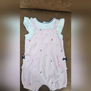 Nautica Pink and White Kids One Piece